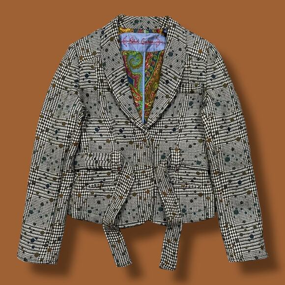 Robert Graham Jackets & Blazers - Robert Graham Wool Blazer Suit Jacket Herringbone Geometric Pattern Size 4 Women